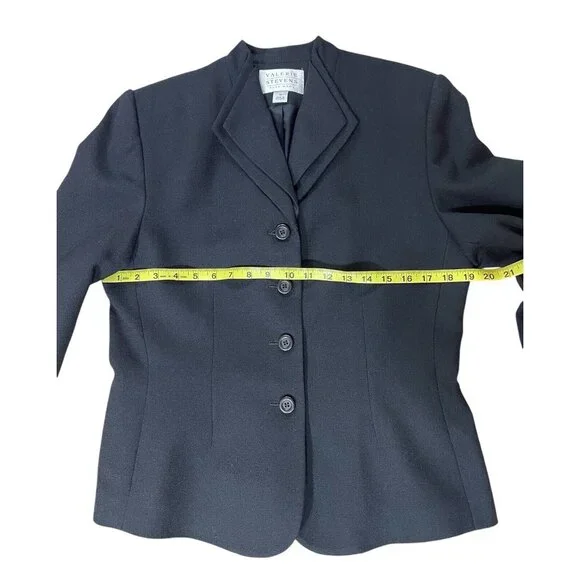Valerie Stevens Women Wool Blazer Jacket Size 10 Black Buttons - Picture 8 of 10